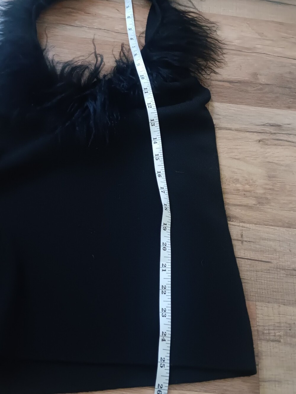 Nicole Miller Black Lamb Fur Trim Silk Blend Halter Sz L Vintage Y2K - Picture 5 of 5